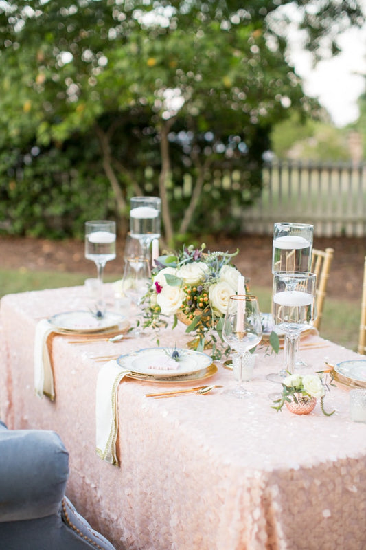 Peach Square Sequin Tablecloth
