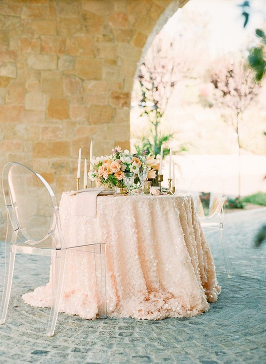 Peach Square Sequin Tablecloth
