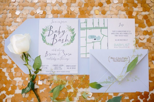 Dusty Blue Baby Bash Invitation Suite