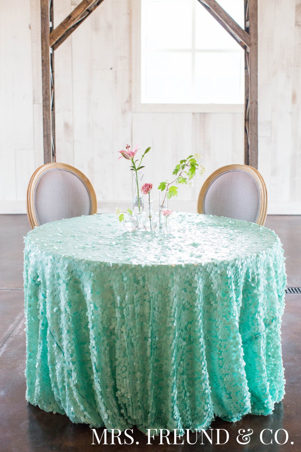Mint Square Sequin Tablecloth